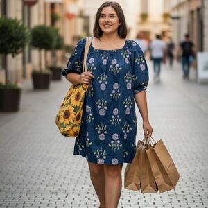 Old Navy Navy Floral Mini Dress